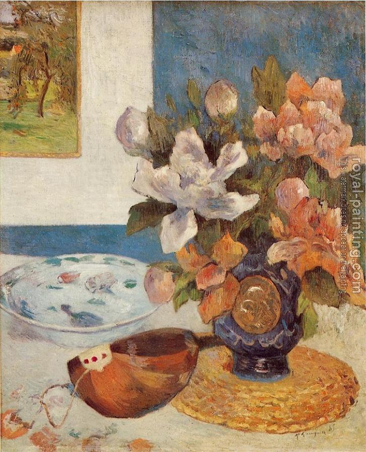 Paul Gauguin : Still Life with Chinese Peonies and Mandolin